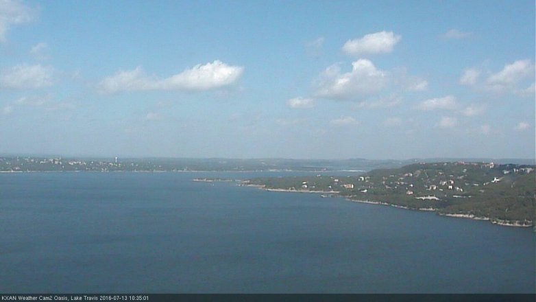 Lake Travis webcam, July 13, 2016 10:00 AM CT