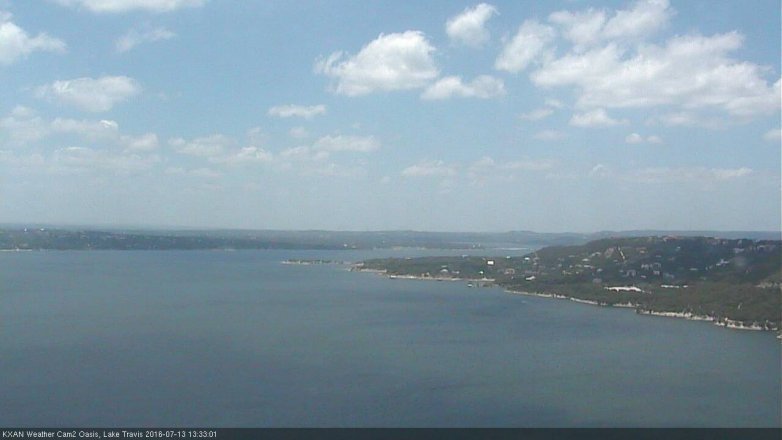 Lake Travis webcam, July 13, 2016 12:50 PM CT