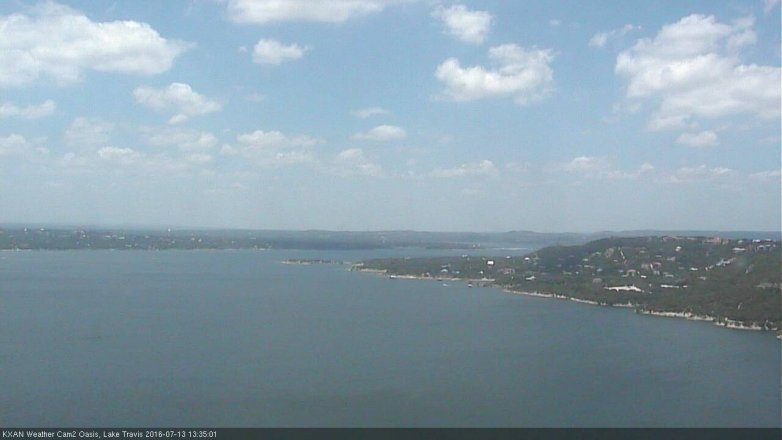 Lake Travis webcam, July 13, 2016 1:00 PM CT
