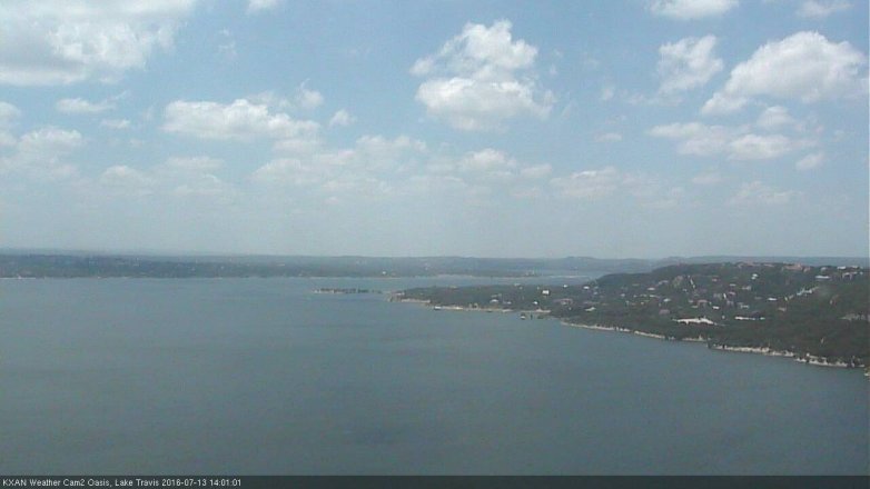 Lake Travis webcam, July 13, 2016 1:30 PM CT