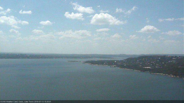 Lake Travis webcam, July 13, 2016 2:35 PM CT