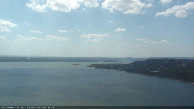 Lake Travis webcam, July 13, 2016 3:15 PM CT