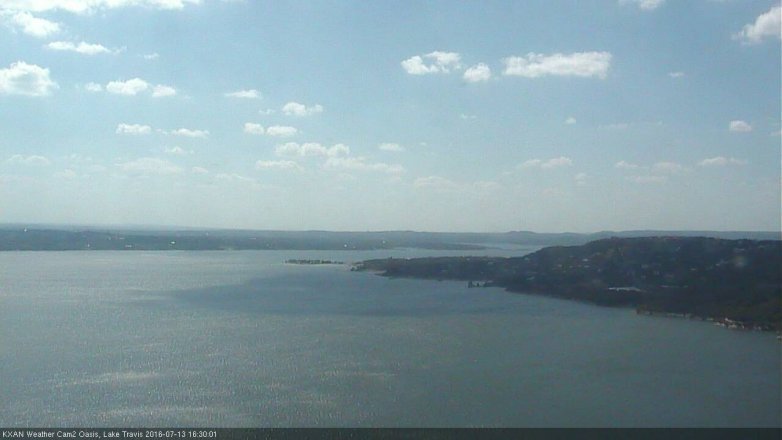 Lake Travis webcam, July 13, 2016 3:35 PM CT