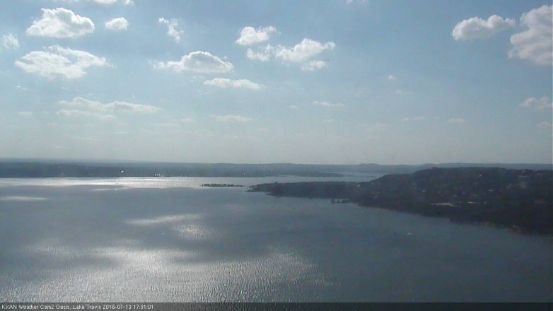 Lake Travis webcam, July 13, 2016 5:00 PM CT
