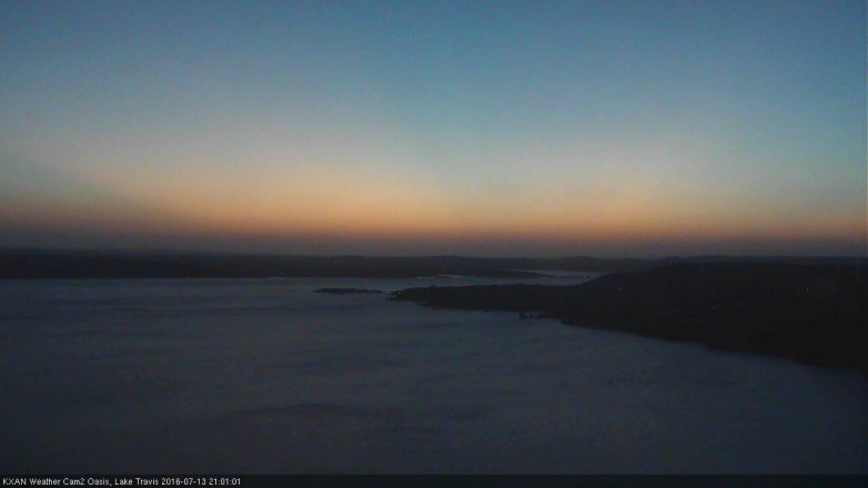 Lake Travis webcam, July 13, 2016 8:05 PM CT