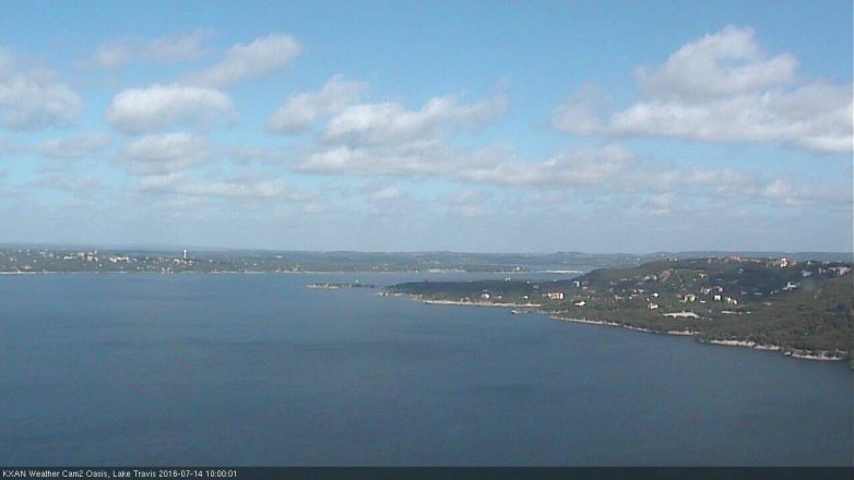 Lake Travis webcam, July 14, 2016 9:25 AM CT
