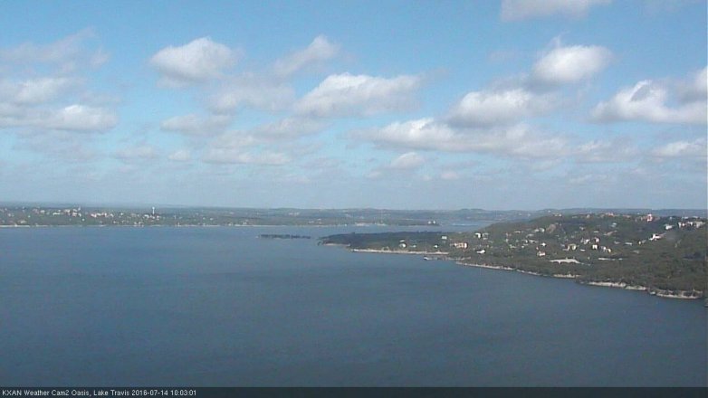 Lake Travis webcam, July 14, 2016 9:30 AM CT