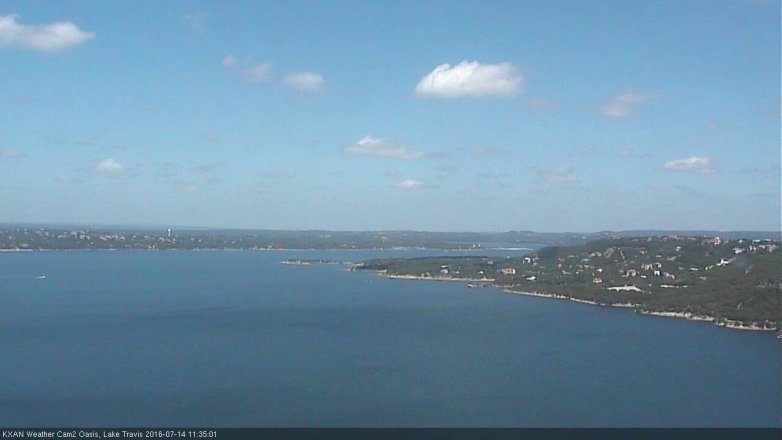 Lake Travis webcam, July 14, 2016 11:05 AM CT