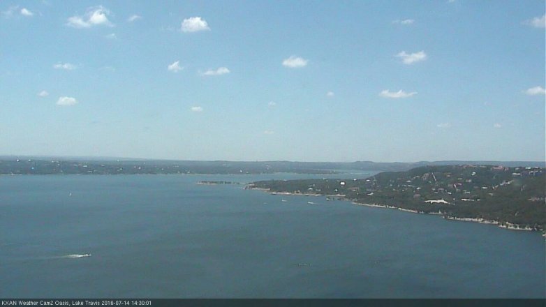 Lake Travis webcam, July 14, 2016 1:45 PM CT