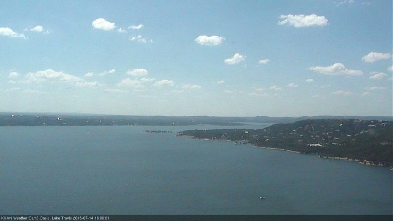 Lake Travis webcam, July 14, 2016 3:10 PM CT