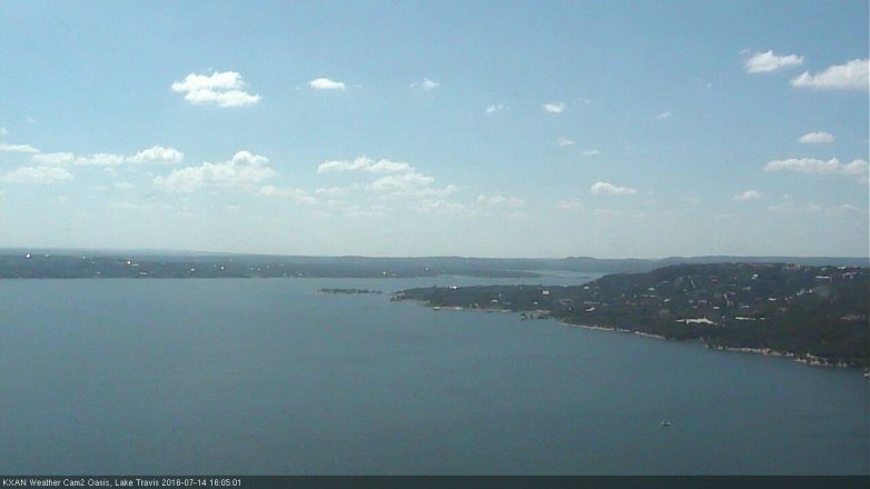 Lake Travis webcam, July 14, 2016 3:15 PM CT