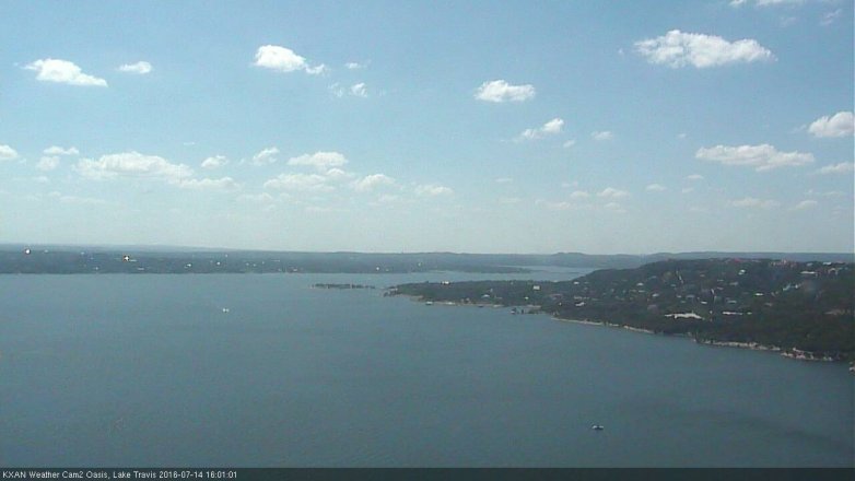 Lake Travis webcam, July 14, 2016 3:20 PM CT