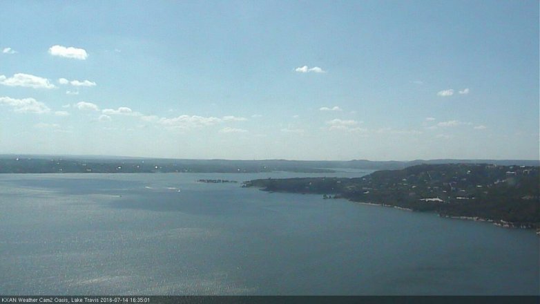 Lake Travis webcam, July 14, 2016 4:05 PM CT