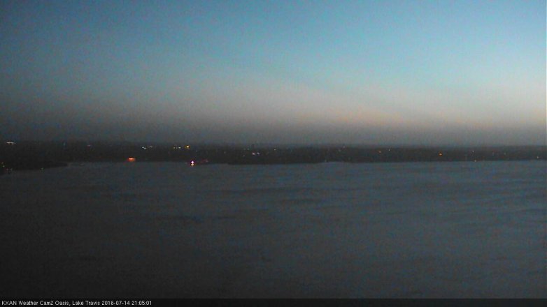 Lake Travis webcam, July 14, 2016 8:30 PM CT