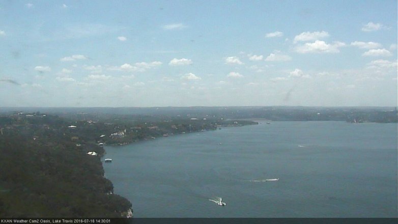 Lake Travis webcam, July 16, 2016 1:40 PM CT