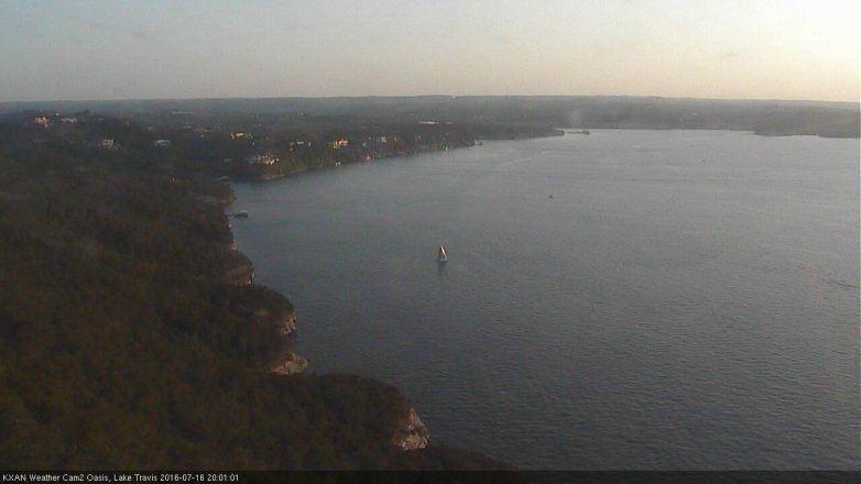 Lake Travis webcam, July 16, 2016 7:05 PM CT
