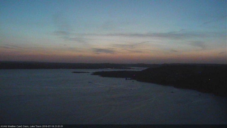 Lake Travis webcam, July 16, 2016 8:15 PM CT