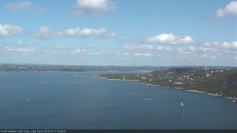 Lake Travis webcam, July 17, 2016 9:55 AM CT