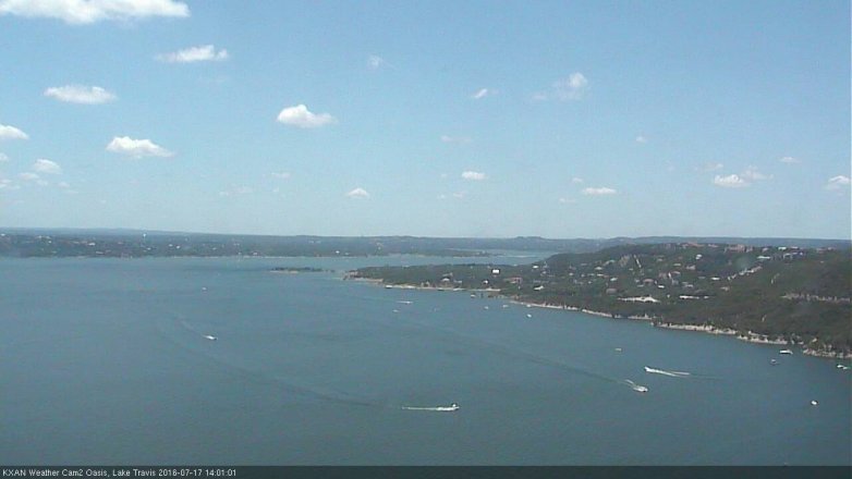 Lake Travis webcam, July 17, 2016 1:05 PM CT