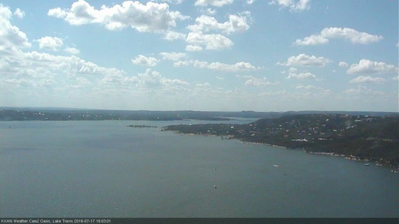 Lake Travis webcam, July 17, 2016 3:35 PM CT