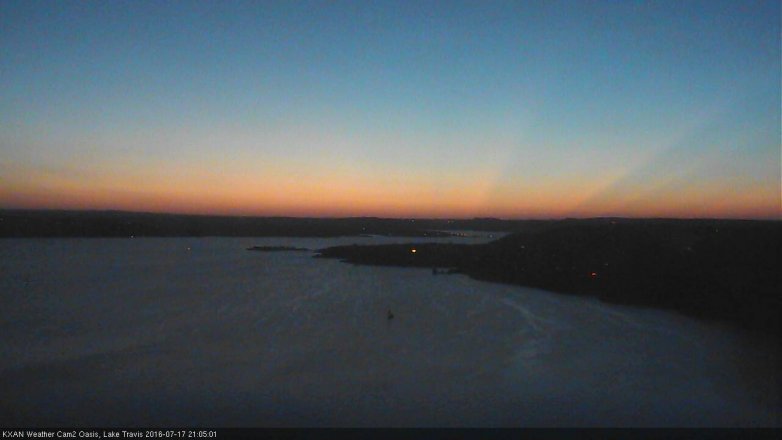 Lake Travis webcam, July 17, 2016 8:10 PM CT