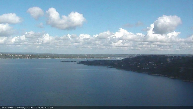 Lake Travis webcam, July 18, 2016 9:30 AM CT