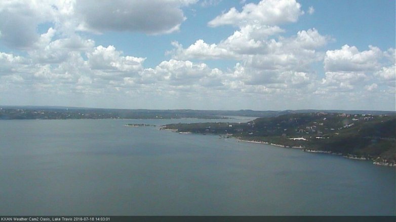 Lake Travis webcam, July 18, 2016 1:15 PM CT