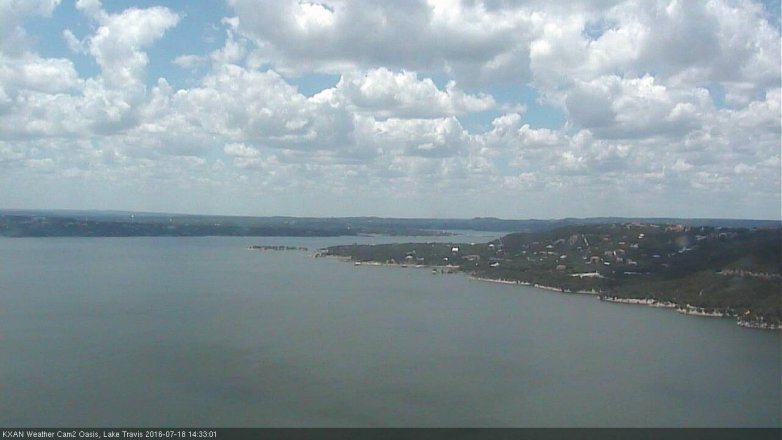Lake Travis webcam, July 18, 2016 1:45 PM CT
