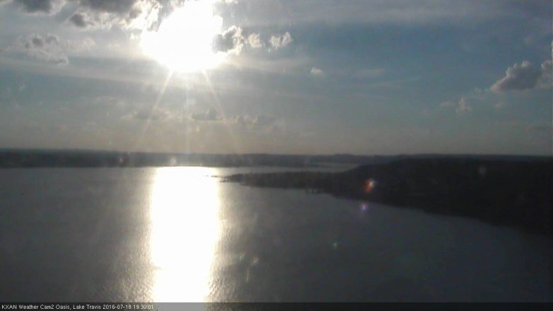 Lake Travis webcam, July 18, 2016 6:35 PM CT