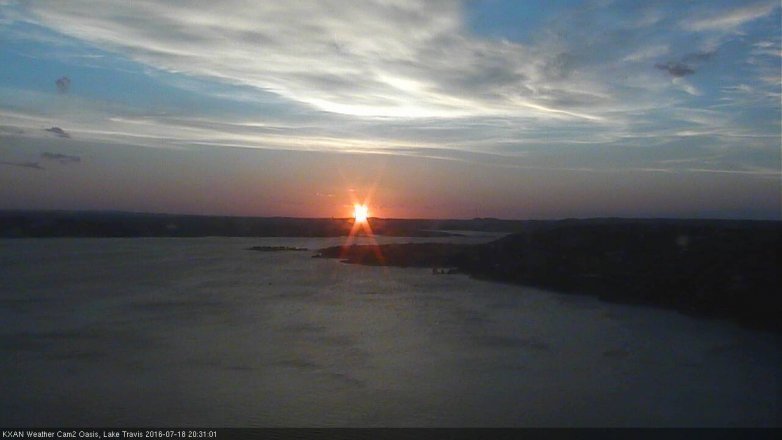 Lake Travis webcam, July 18, 2016 7:40 PM CT