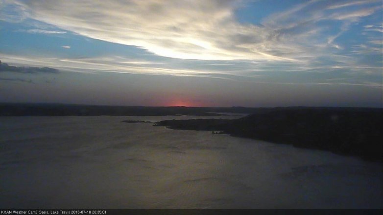 Lake Travis webcam, July 18, 2016 8:00 PM CT