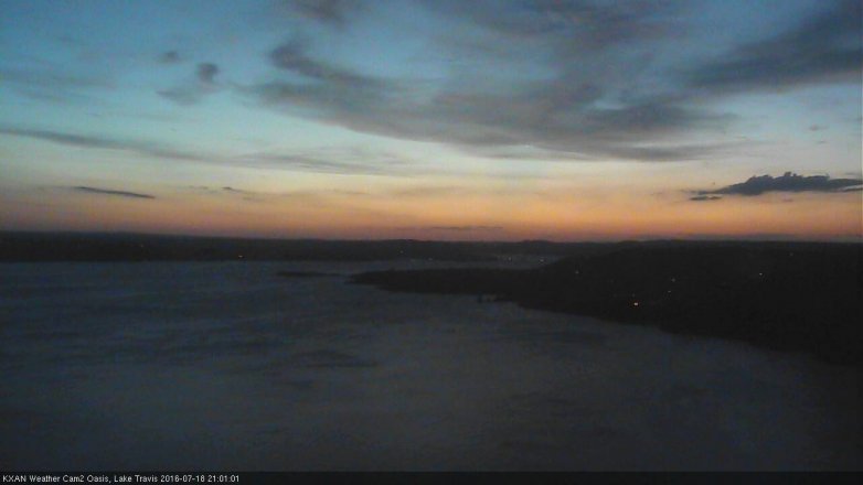 Lake Travis webcam, July 18, 2016 8:10 PM CT