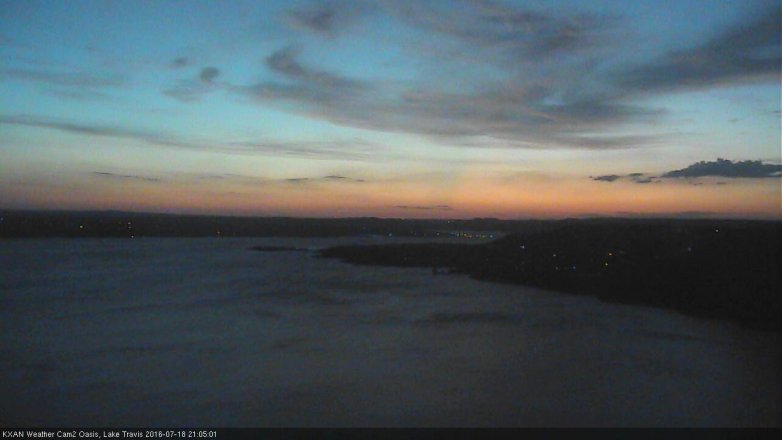 Lake Travis webcam, July 18, 2016 8:15 PM CT