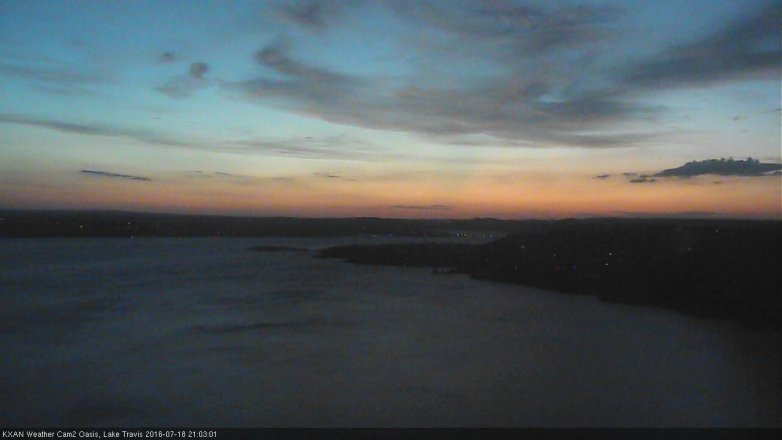 Lake Travis webcam, July 18, 2016 8:30 PM CT