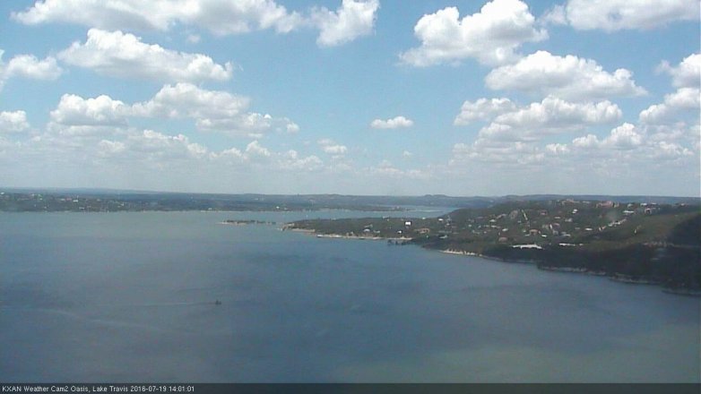 Lake Travis webcam, July 19, 2016 1:15 PM CT