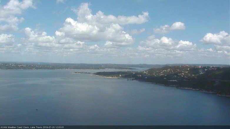 Lake Travis webcam, July 20, 2016 11:20 AM CT