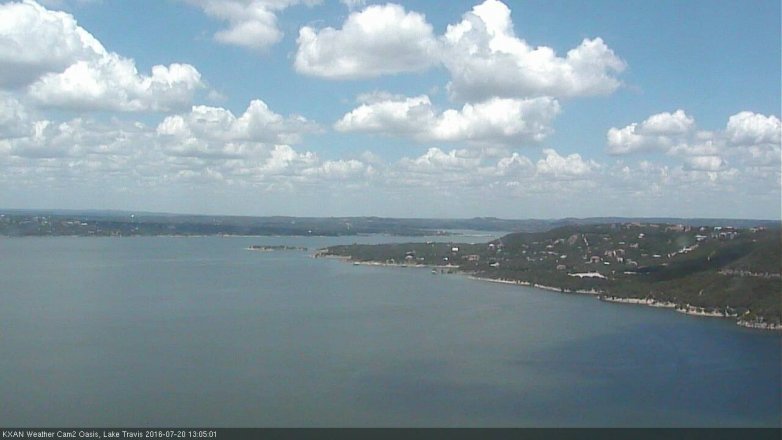 Lake Travis webcam, July 20, 2016 12:30 PM CT