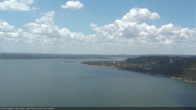 Lake Travis webcam, July 20, 2016 1:20 PM CT