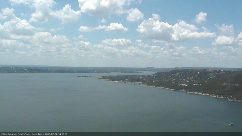 Lake Travis webcam, July 20, 2016 1:35 PM CT