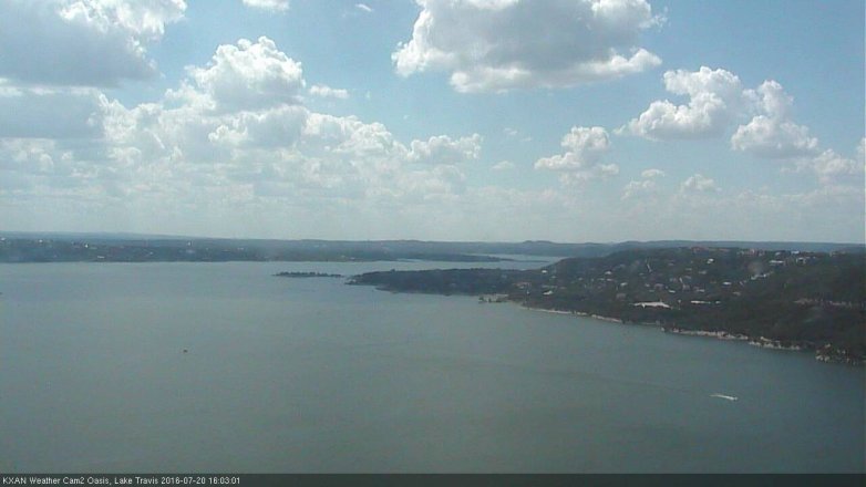 Lake Travis webcam, July 20, 2016 3:15 PM CT