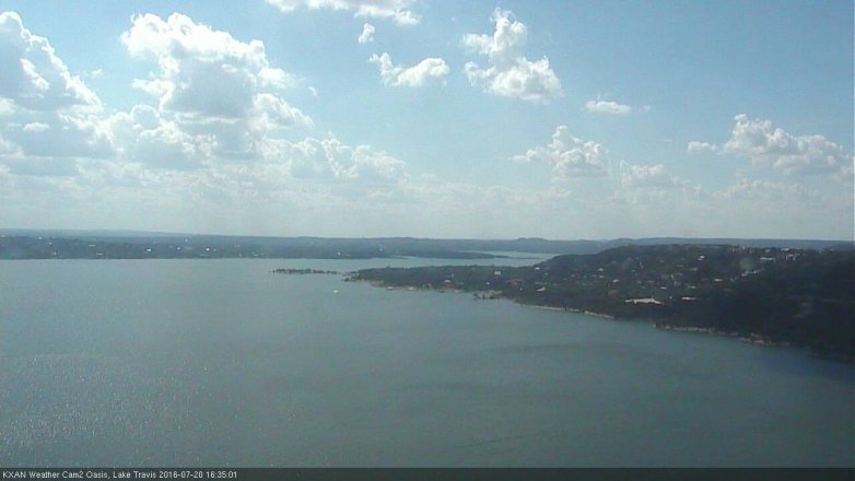Lake Travis webcam, July 20, 2016 3:55 PM CT