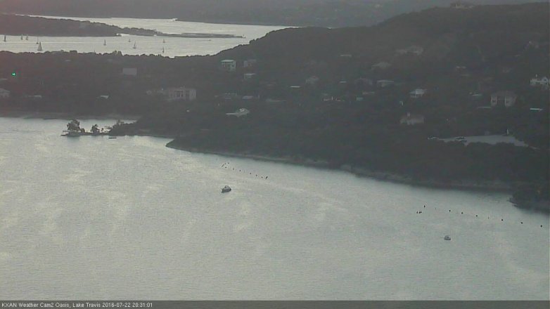 Lake Travis webcam, July 22, 2016 8:00 PM CT