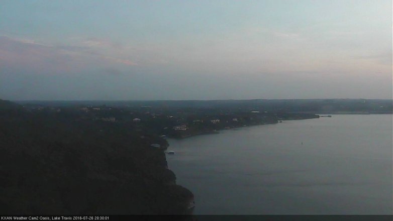 Lake Travis webcam, July 26, 2016 8:00 PM CT