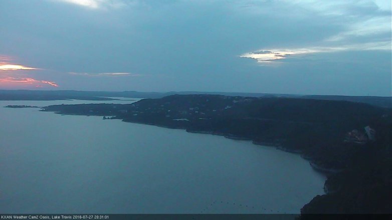 Lake Travis webcam, July 27, 2016 7:40 PM CT