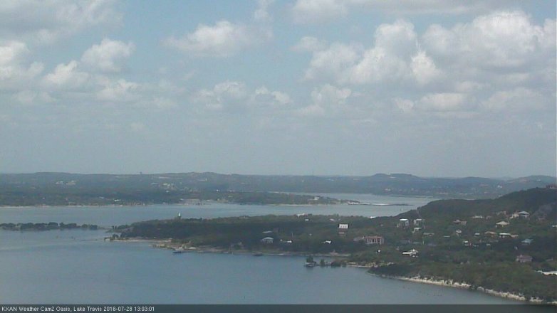 Lake Travis webcam, July 28, 2016 12:30 PM CT