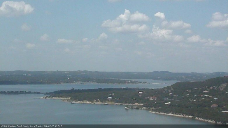 Lake Travis webcam, July 28, 2016 12:45 PM CT