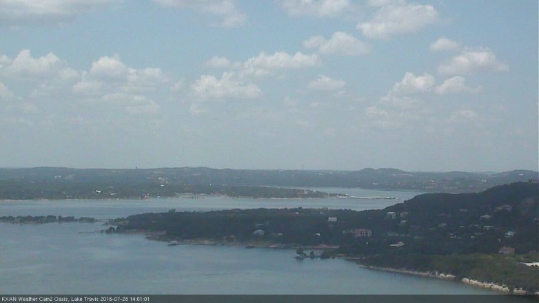 Lake Travis webcam, July 28, 2016 1:25 PM CT
