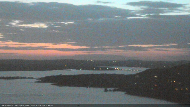 Lake Travis webcam, July 28, 2016 8:05 PM CT
