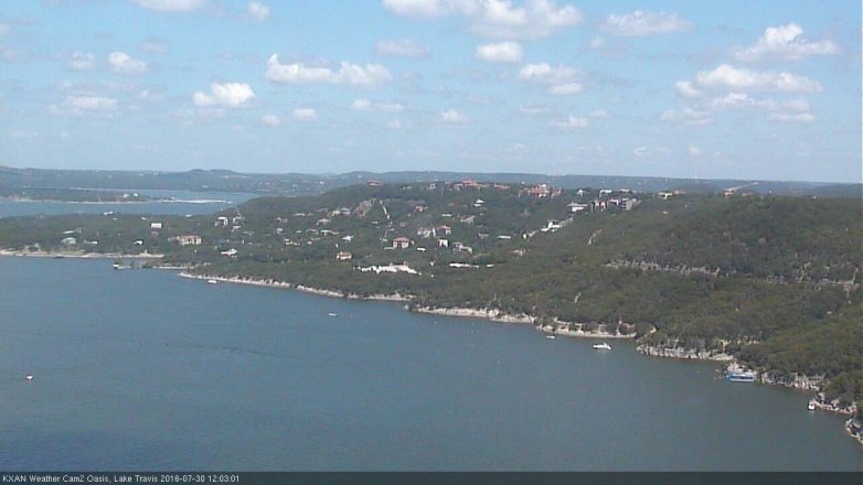 Lake Travis webcam, July 30, 2016 11:15 AM CT