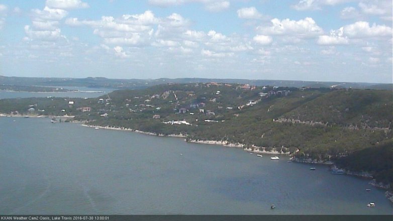 Lake Travis webcam, July 30, 2016 12:15 PM CT